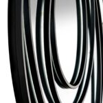 BRISA Swirl Mirror with black swirl-inspired frame and reflective glass surface, statement wall mirror adding movement and depth to modern interiors.