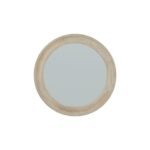 Round washed wood framed mirror with soft weathered texture in antique white, rustic decorative mirror for modern and classic interiors. main