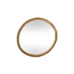 Medium wall mirror with gold dimpled textured frame and reflective glass, decorative mirror for modern and classic interiors.