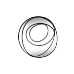 BRISA Swirl Mirror with black swirl-inspired frame and reflective glass surface, statement wall mirror adding movement and depth to modern interiors.