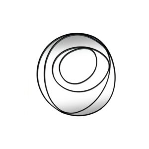 BRISA Swirl Mirror with black swirl-inspired frame and reflective glass surface, statement wall mirror adding movement and depth to modern interiors.