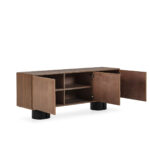 West walnut wooden sideboard cabinet with modern design and spacious storage for contemporary interiors.
