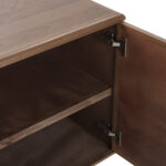 West walnut wooden sideboard cabinet with modern design and spacious storage for contemporary interiors.