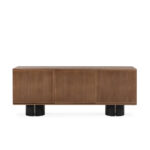 West walnut wooden sideboard cabinet with modern design and spacious storage for contemporary interiors.