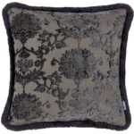 Hanover jacquard cushion 45x45cm in black with classic woven pattern and feather filling.