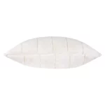 Empress cream faux fur feather filled cushion with soft velvet texture for cosy interior styling.