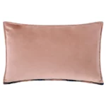 Delano velvet geometric cushion 40x60cm in blush and navy with lattice pattern and soft velvet finish.