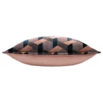 Delano velvet geometric cushion 40x60cm in blush and navy with lattice pattern and soft velvet finish.