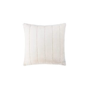 Empress cream faux fur feather filled cushion with soft velvet texture for cosy interior styling.