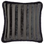 Hanover jacquard cushion 45x45cm in black with classic woven pattern and feather filling.