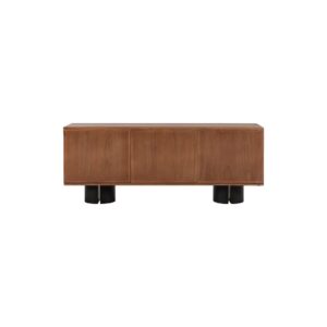 West walnut wooden sideboard cabinet with modern design and spacious storage for contemporary interiors.