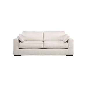 Metro Gent three seater sofa in neutral fabric with black legs and modern contemporary design.