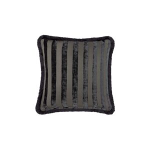 Hanover jacquard cushion 45x45cm in black with classic woven pattern and feather filling.