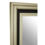 Tall rectangular wall mirror with black and silver natural wood frame, bevelled corners, and reflective centre glass for elegant classical interior décor.