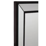 Tall rectangular bevelled wall mirror with slim black wooden frame and double-layered border, designed for elegant modern interior décor.