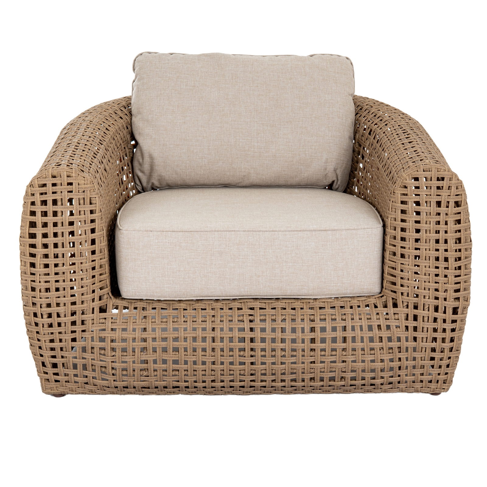 Bloom outdoor lounge chair large brown garden chair with deep seating and weather resistant design.