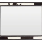 Rectangular wall mirror with black and white genuine cowhide frame, black leather trim, and decorative stud detail for luxury monochrome interior décor.