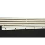 Rectangular wall mirror with polished stainless steel frame made from parallel fluted rods, creating a glamorous contemporary statement for luxury interiors.