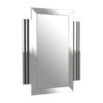 Large rectangular wall mirror with layered side panels, bevelled corners, and black trim accents, designed for modern architectural interior styling.