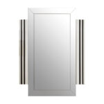 Large rectangular wall mirror with layered side panels, bevelled corners, and black trim accents, designed for modern architectural interior styling.