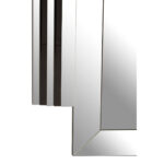 Large rectangular wall mirror with layered side panels, bevelled corners, and black trim accents, designed for modern architectural interior styling.
