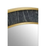 Round decorative wall mirror with oak veneer frame in black and grey finish, featuring gold stainless steel trim and large reflective glass surface for interior wall styling.