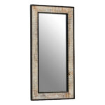 Rectangular wall mirror made from recycled pine wood with black metal frame, featuring modern industrial design and large reflective glass surface.