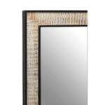 Rectangular wall mirror made from recycled pine wood with black metal frame, featuring modern industrial design and large reflective glass surface.