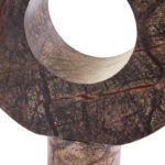 Abstract forest green marble sculpture with circular cut-out and cylindrical base, designed as a luxury decorative accent for modern interiors.