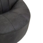 ntique black leather cocoon lounge chair with pleated upholstery and curved high-back design for modern luxury interior seating.