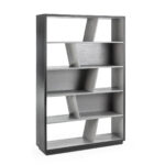 HUGO Upright Grey Bookcase tall modern shelving unit in grey with 10 compartments for home storage and display