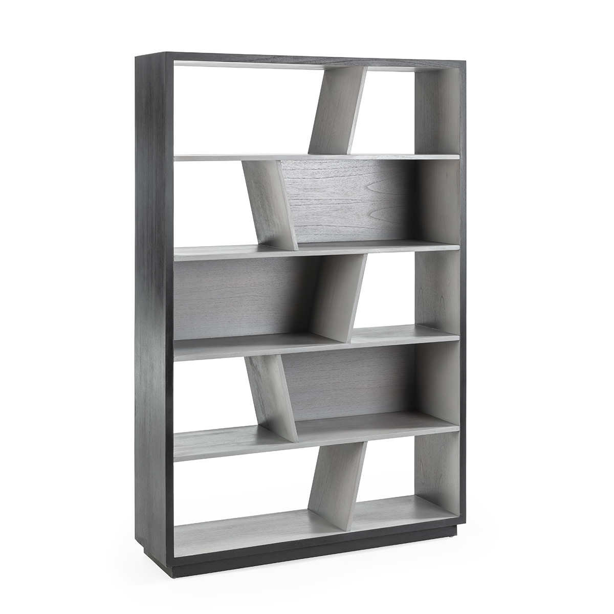 HUGO Upright Grey Bookcase tall modern shelving unit in grey with 10 compartments for home storage and display