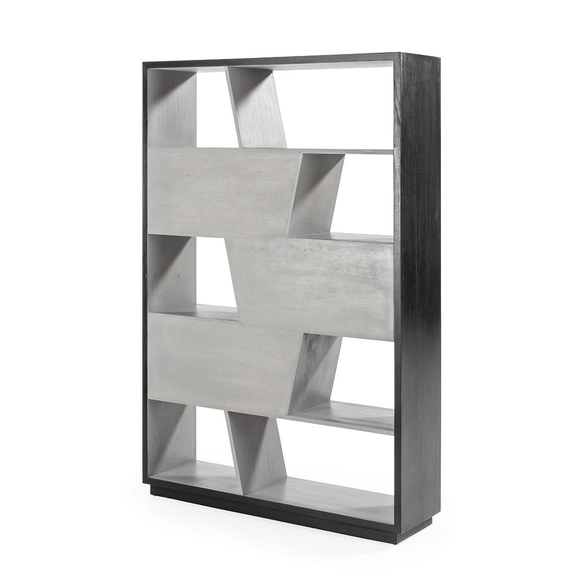 HUGO Upright Grey Bookcase tall modern shelving unit in grey with 10 compartments for home storage and display