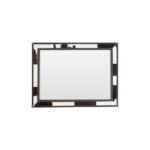 Rectangular wall mirror with black and white genuine cowhide frame, black leather trim, and decorative stud detail for luxury monochrome interior décor.