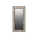 Rectangular wall mirror made from recycled pine wood with black metal frame, featuring modern industrial design and large reflective glass surface.