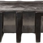 Artie Shawl decorative ceramic bowl in gunmetal finish with elongated sculptural design by Inge Simonis.