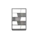 HUGO Upright Grey Bookcase tall modern shelving unit in grey with 10 compartments for home storage and display