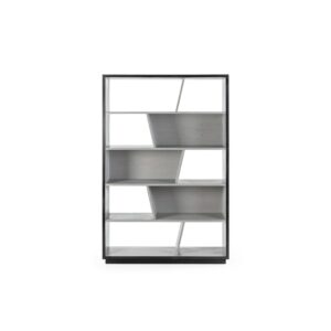 HUGO Upright Grey Bookcase tall modern shelving unit in grey with 10 compartments for home storage and display