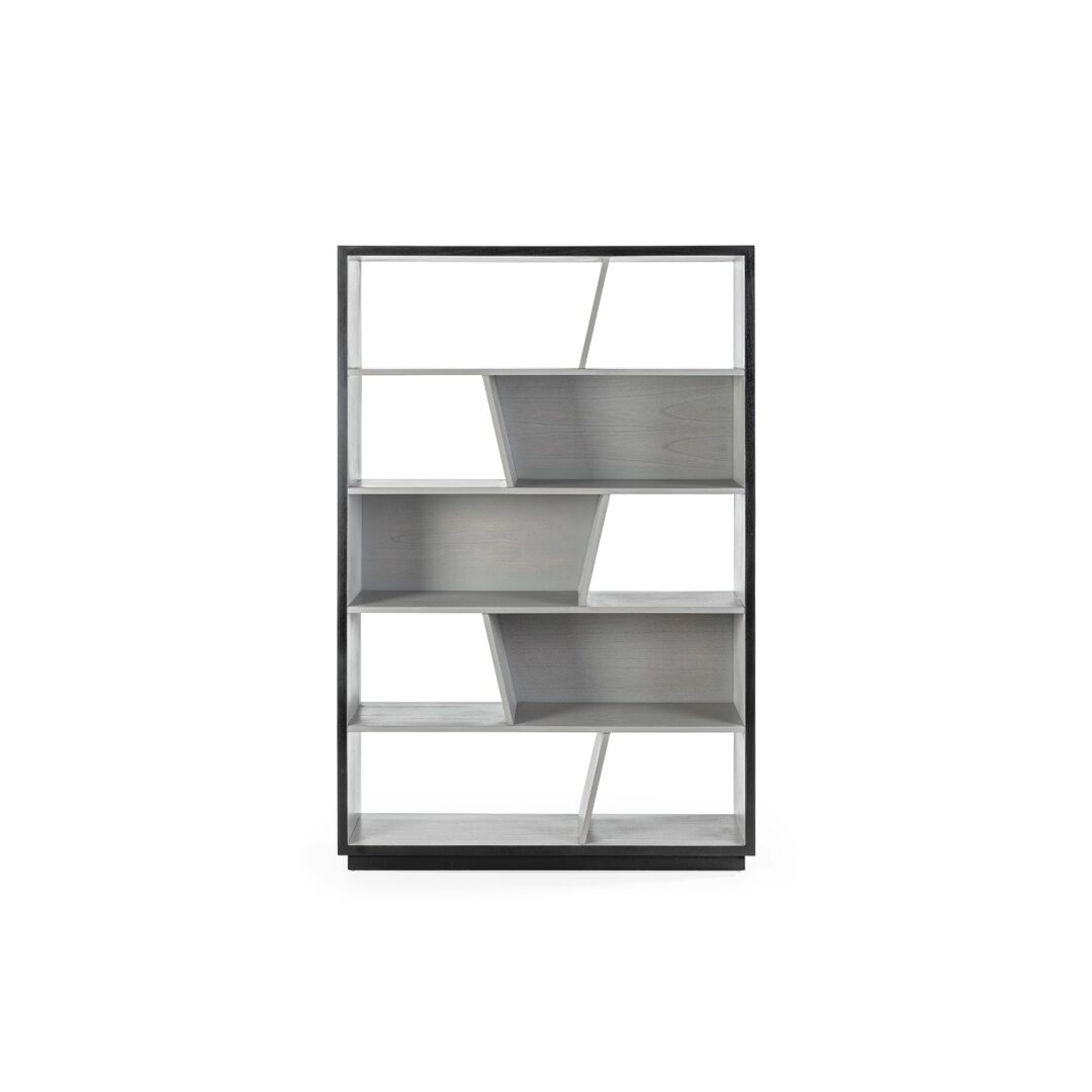 HUGO Upright Grey Bookcase tall modern shelving unit in grey with 10 compartments for home storage and display