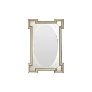 Rectangular wall mirror with antique finish floral frame and large reflective glass surface, designed for elegant vintage interior wall décor.