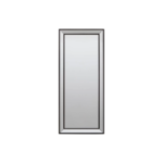 Tall rectangular bevelled wall mirror with slim black wooden frame and double-layered border, designed for elegant modern interior décor.