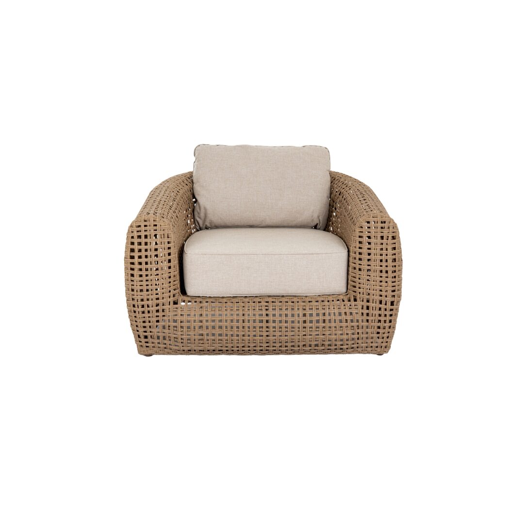 Bloom outdoor lounge chair large brown garden chair with deep seating and weather resistant design.