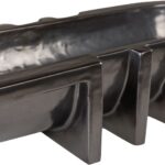 Artie Shawl decorative ceramic bowl in gunmetal finish with elongated sculptural design by Inge Simonis.