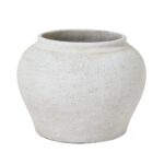 Set of two matte white ceramic planters with minimalist Mediterranean design, ideal for indoor and outdoor greenery styling.