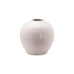 Large white handcrafted ceramic vase with rounded silhouette, crackle glazed finish, and subtly distressed stoneware texture for elegant neutral home décor.